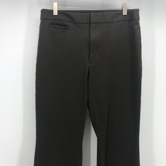 Banana Republic Pants Womens 12 Olive Green Flat Front Mid Rise Flare Stretch - Picture 3 of 11